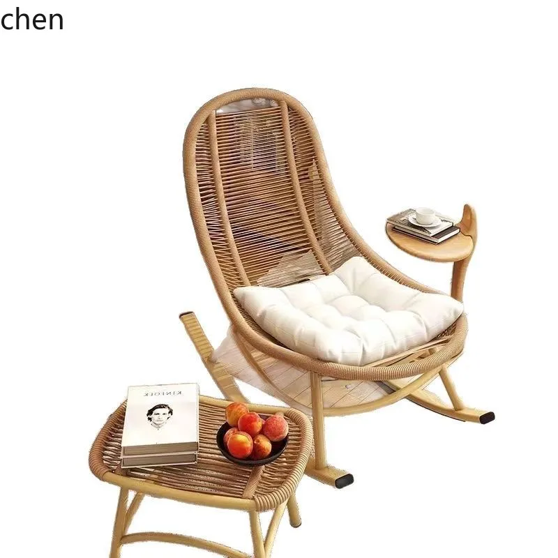 PYH Rocking Chair Recliner Lazy Sofa Adult Sleepable Leisure Balcony Rattan Sofa Chair Outdoor Rocking Chair