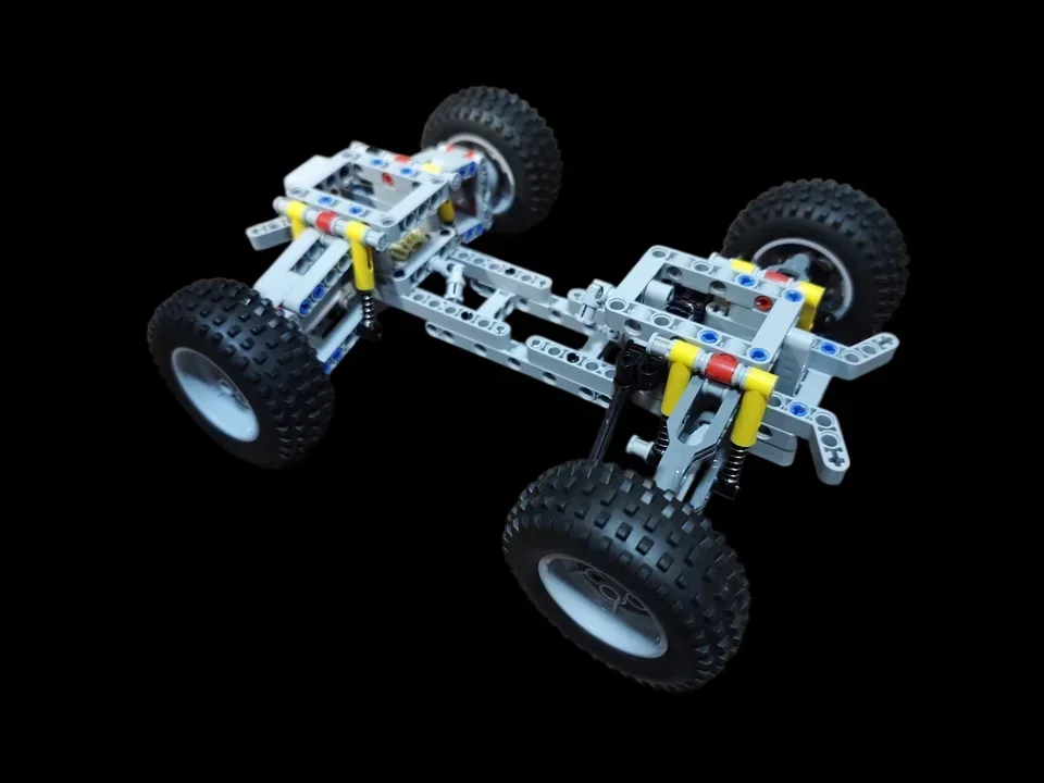 MOC 4WD Building Blocks Car Chassis with Independent Suspension and Steering Axle for Engineering Toys