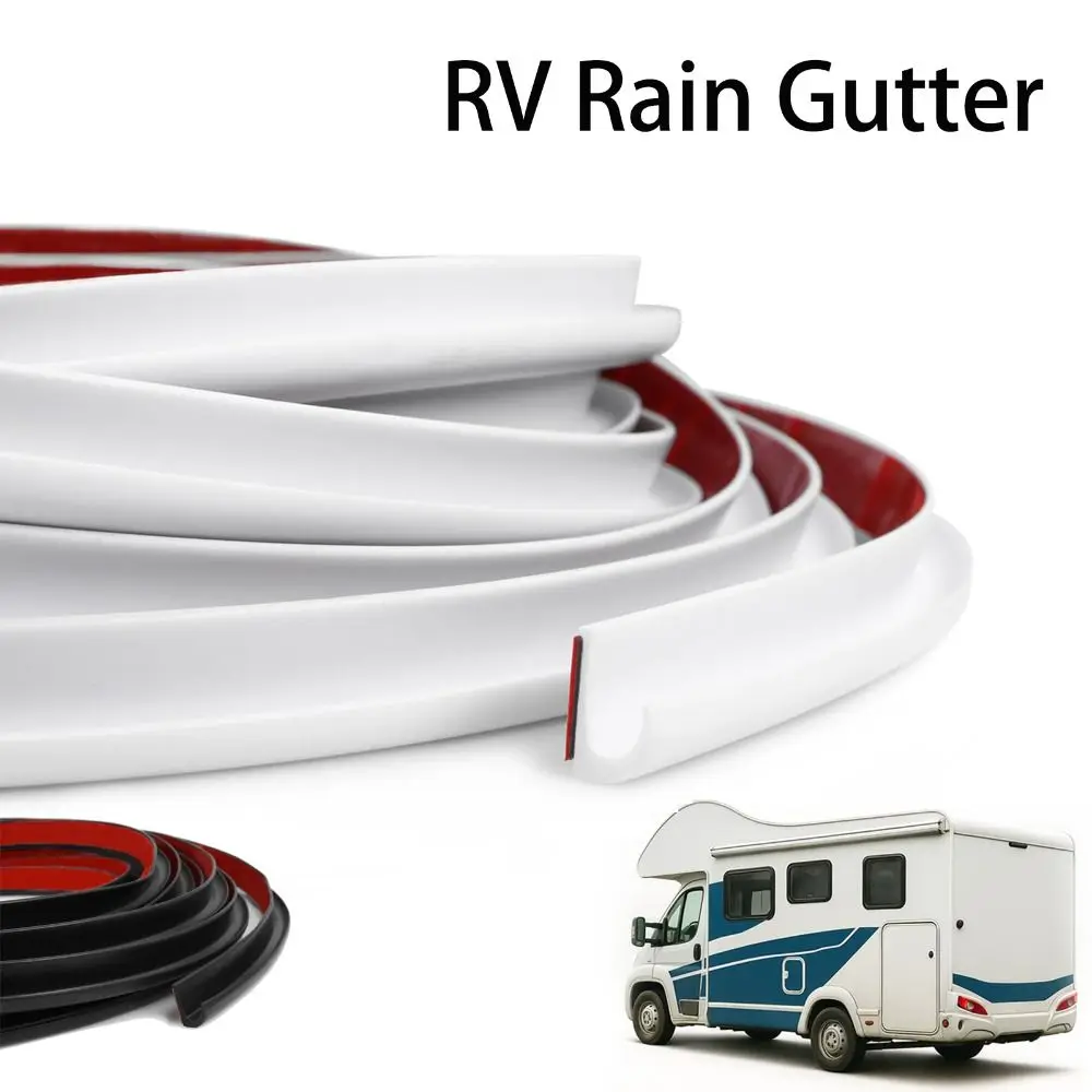 1/5/6M RV Regenrinne aus Silikonkautschuk mit Selbstklebender Rückseite, Dachregenabweiser im J-Form-Design, UV-Beständig