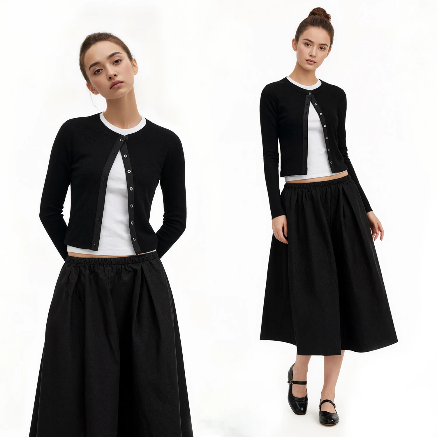 

C-GEM- miu series high-intelligence sense button-through cardigan long-sleeved top small-group design