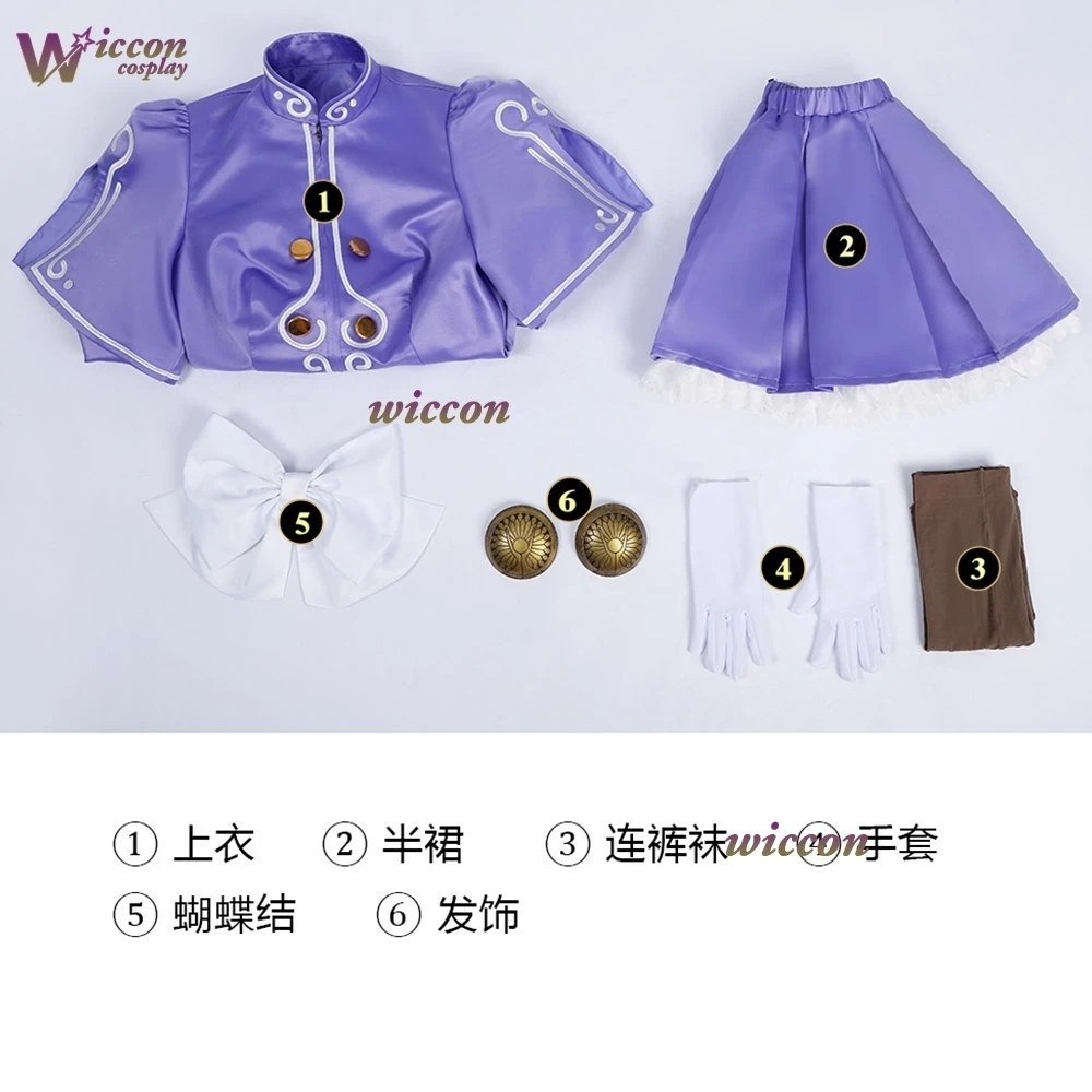 Street Fighter 6 Ingrid Purple Mini Dress Cosplay White Bow Frilled Skirt White Gloves Mary Jane Full Costume Halloween Party view 6