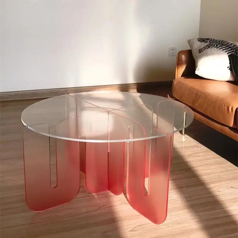 Mesa de centro suspendida de acrílico simple y moderna, mesa de té de cambio gradual para el hogar y la sala de estar