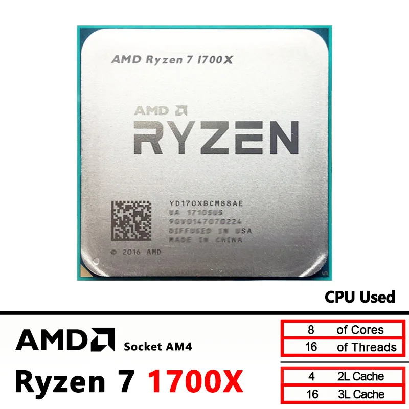 中古 AMD Ryzen 7 1700X 3.4 GHz ゲーミング Zen 0.014 エイトコア CPU