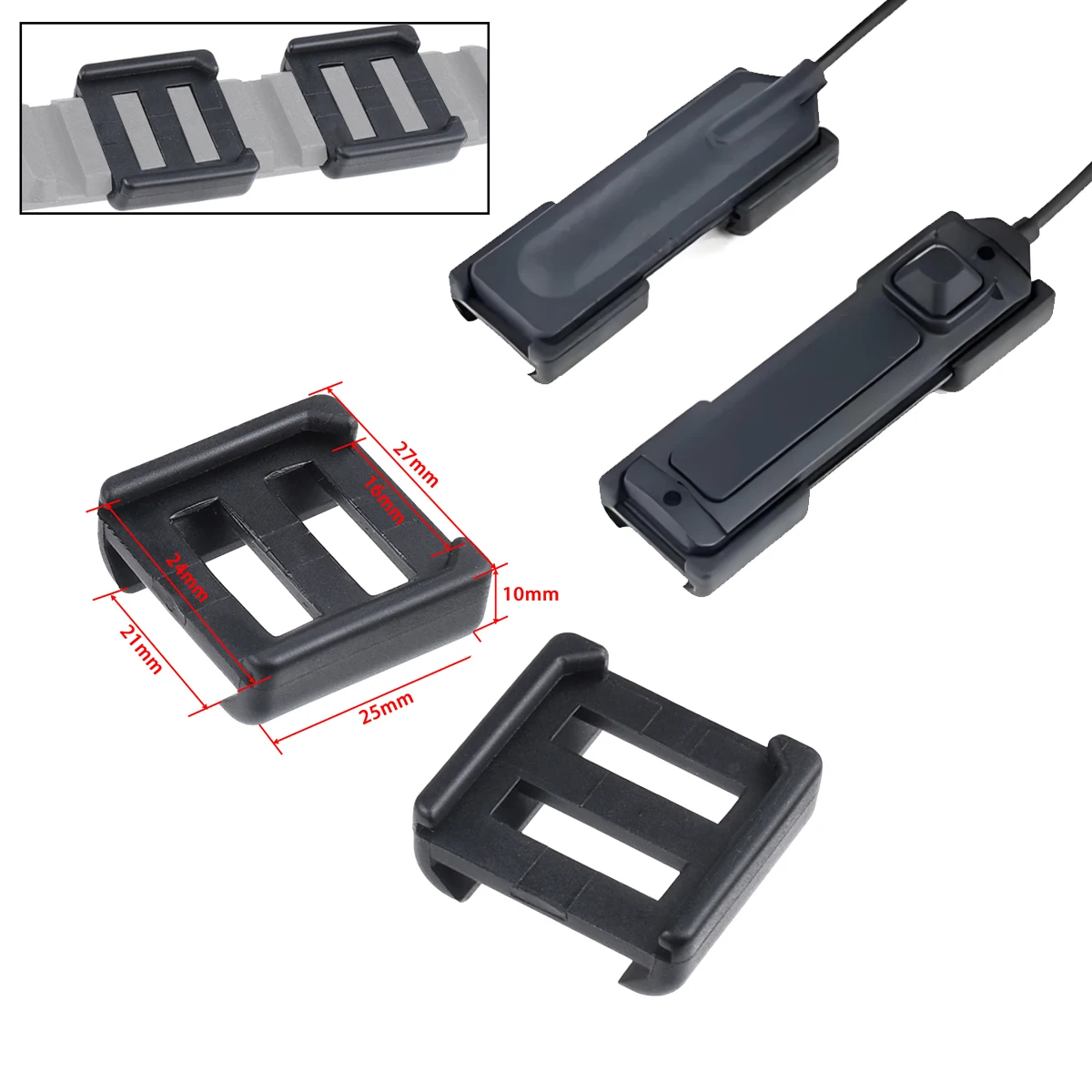 

4Pcs Tactical HL-X Light Nylon Switch Pocket Panel For Hunting PEQ-15 Pressure Pad Scout Light Switch Slot Fit 20-21mm Rail