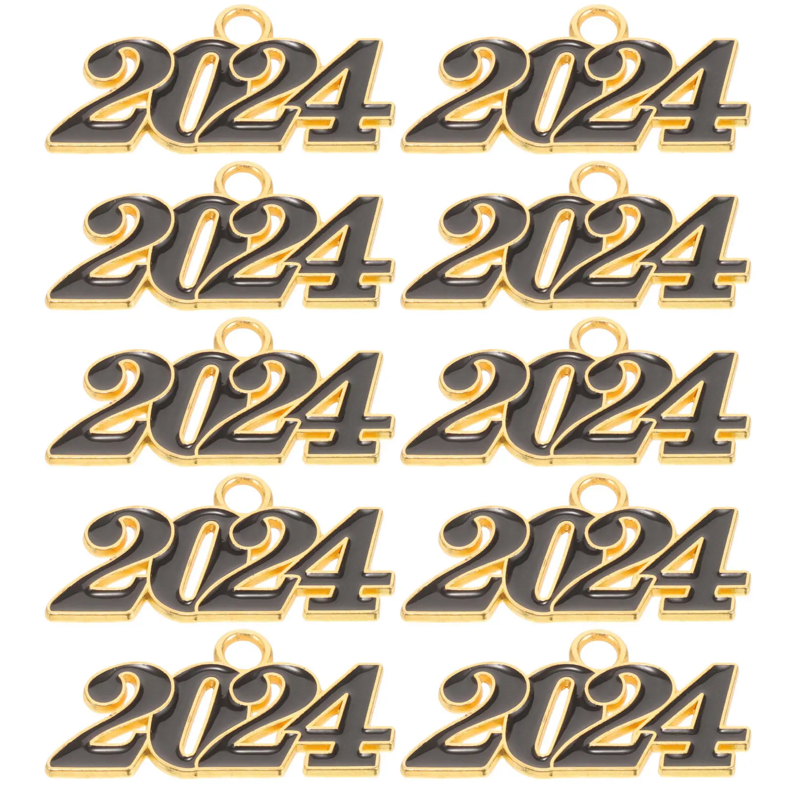 10Pcs Vintage Pendant 2024 DIY Jewelry Charms New Year Number Pendant for Necklace Bracelet Craft Gift Supply 2024 Charm