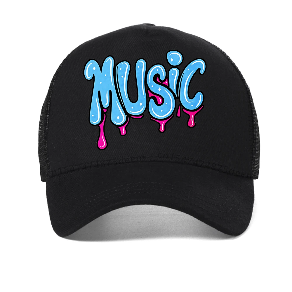 

MUSIC print mesh baseball cap Music Band Adjustable Sports Cap fashion casual Breathable Snapback hats unisex summer sun hat