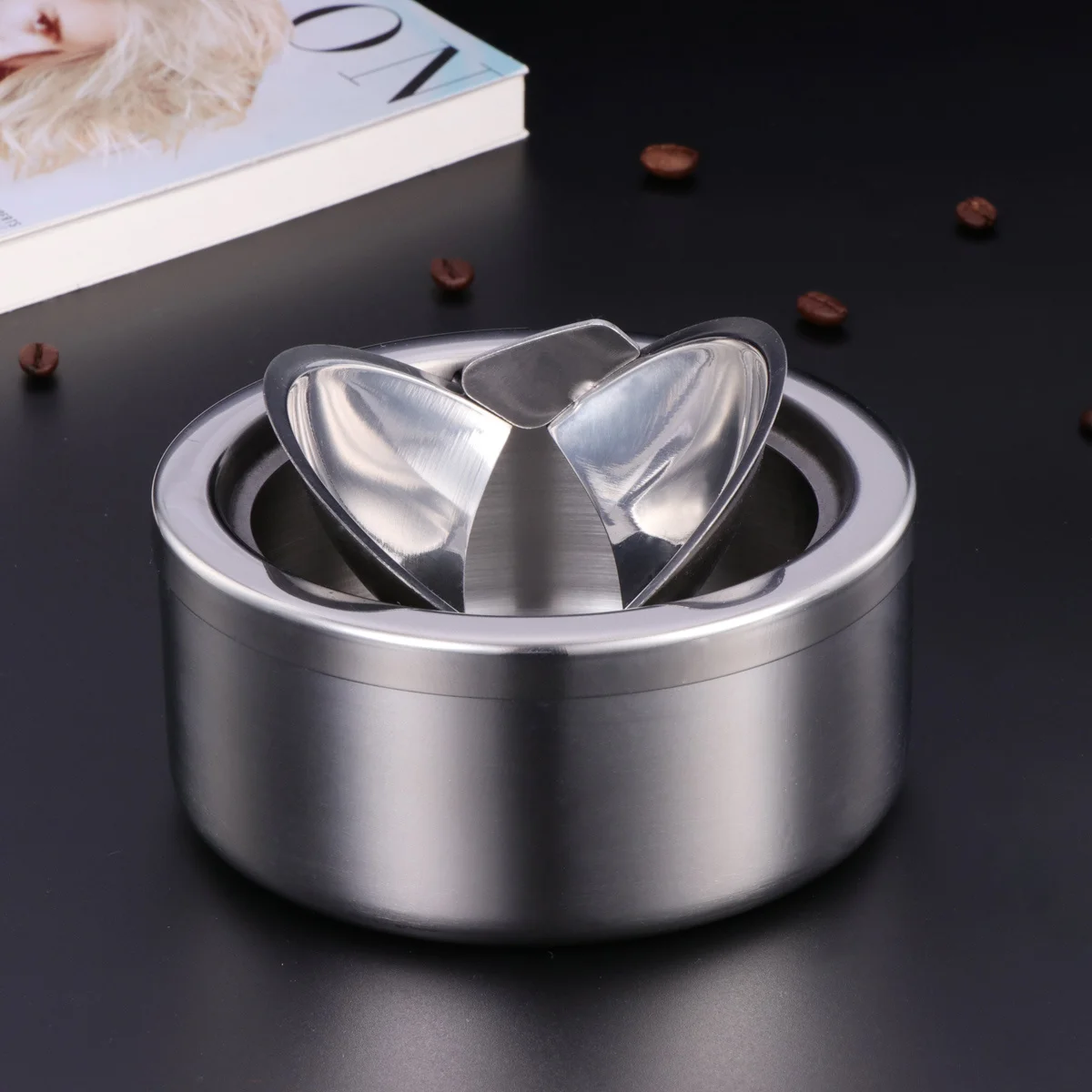 

Smoking Ash Tray Ashtray Desktop Cigerrete Holder High Capacity Stainless Steel