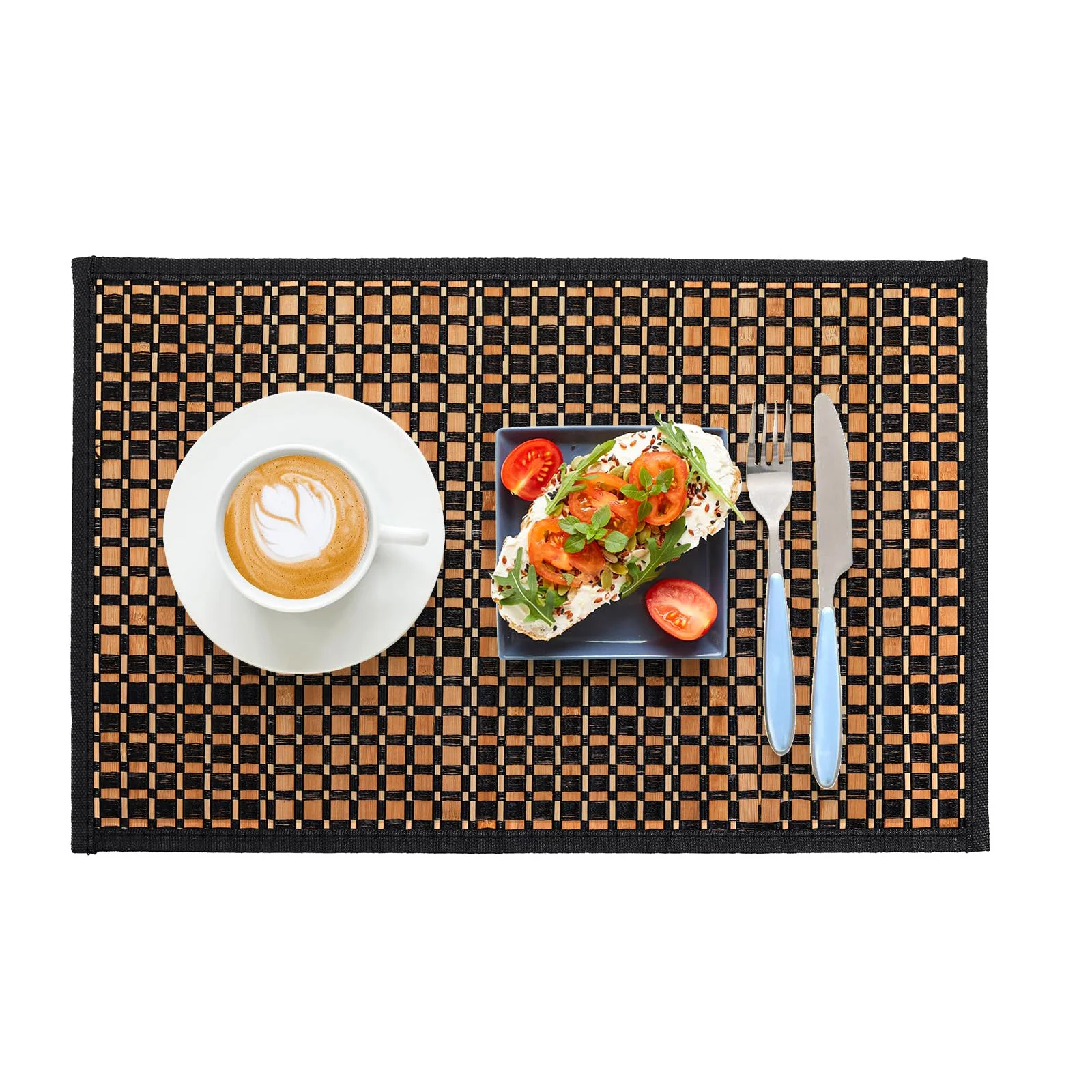 Set of 4 Bamboo Placemats, Natural Anti-Slip Dining Table Mats, Heat-Resistant Washable Place Mats for Dining 18x12 Inch