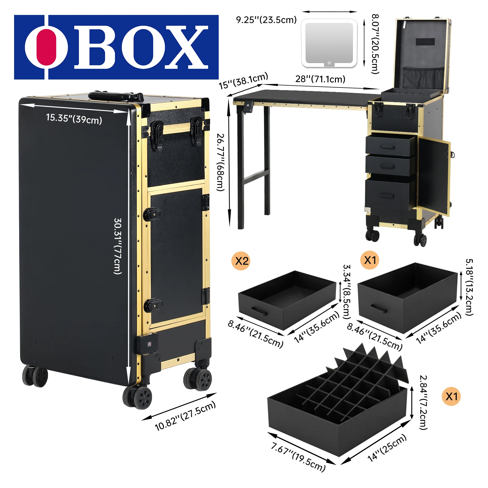 OBOX OEM/ODM Hot Sale Manicure Nail Table For Ladies Multiple Layers Fireproof Board With Mirror Stone Pattern Style