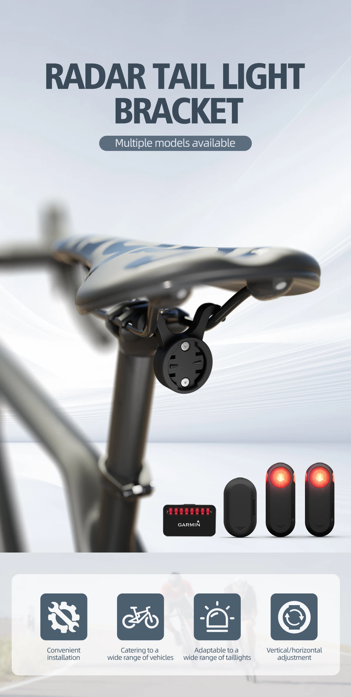 CYCLAMI S11 Fahrrad Sattel Lampe Halterung Fahrrad Sattelstütze Halterung Rücklicht Sattelstütze Halter Für Garmin Radar RT510 RTL515 RVR315 L308 L508 TL30 – Detail 1