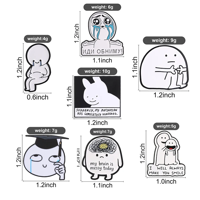Cute Cartoon Emoji Pack Badge Funny Line Figure Enamel Pins Fashion Lapel Metal Brooch Backpack Clothes Jewelry Gift for Friends