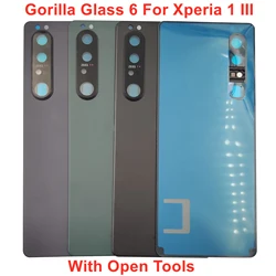 Gorilla Glass Battery Cover For Sony Xperia 1 III Hard Back Door Lid Rear Housing Case Shell With Camera Lens Adhesive