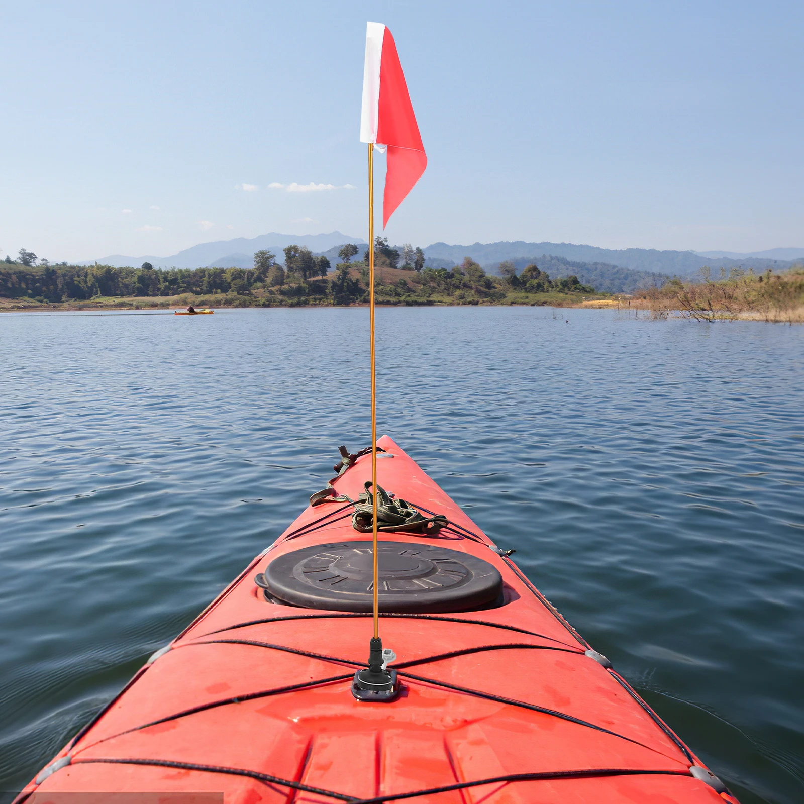 

1 set Kayak Safety Flag 4ft Stainless Steel Canoe Accessories Visible Boat Flag Kit Easy Install Stable Base Multi Function