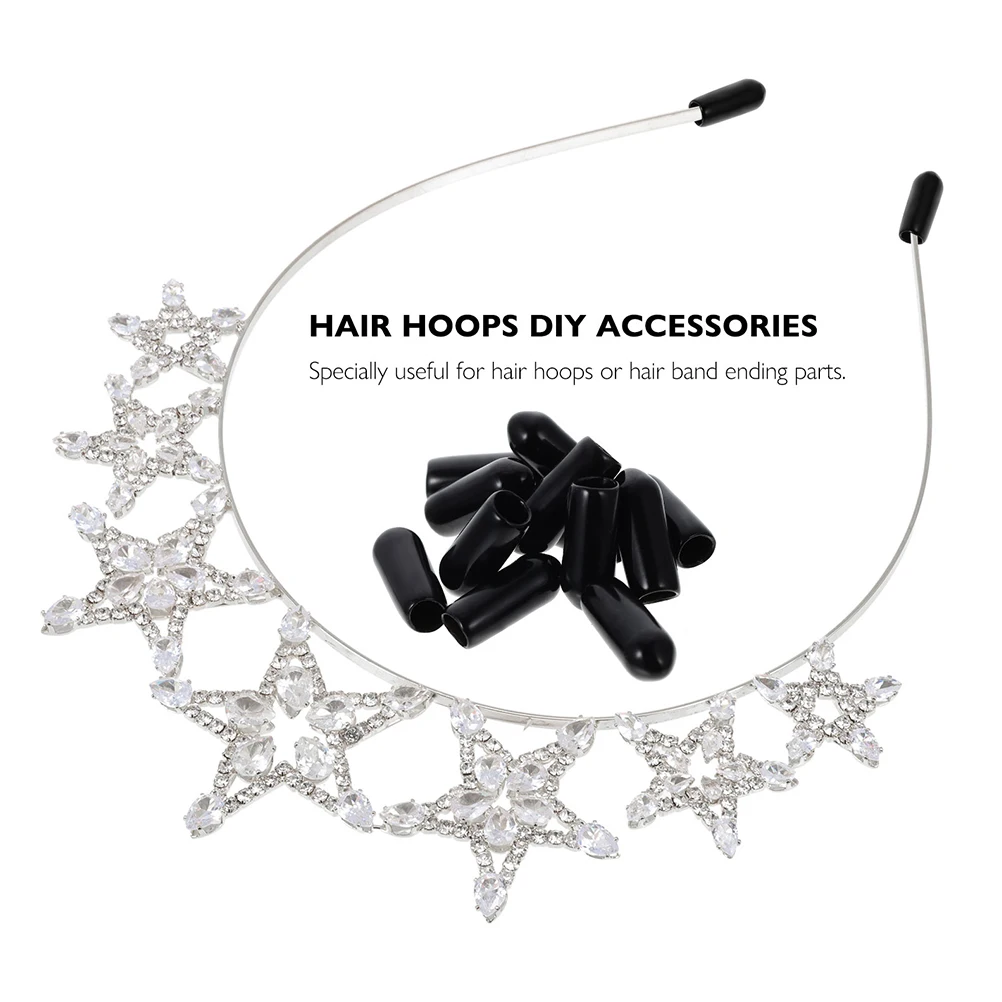 

100pcs Hoops Diy Accessories Rubber End Caps Replacement Hair Band Caps Headband Parts Headwear Supplies Hair Clasp Ending
