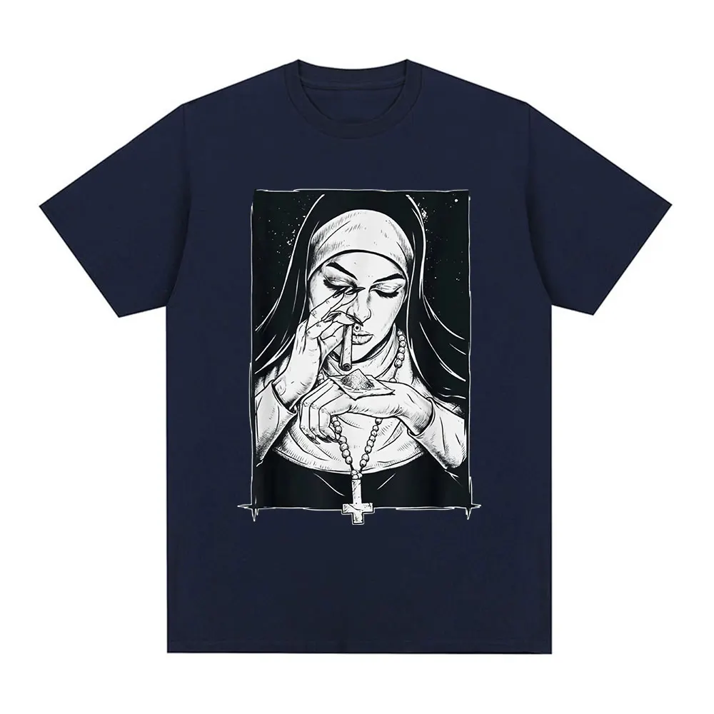 Funny Devil Unholy Nun T Shirt Harajuku Casual Cotton T-shirt Summer Men's Women's Fashion Cool Oversized T Shirts Streetwear