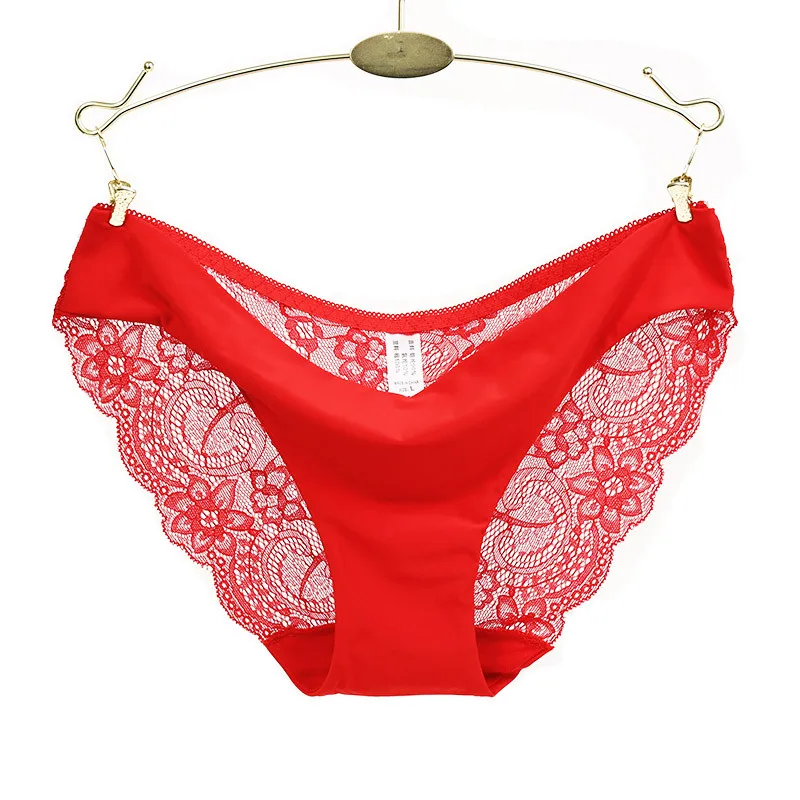 3Pcs Women Splice Floral Lace Briefs Low Waist Smooth Front Sheer Mesh Side Soft Breathable Ladies Underwear Panties