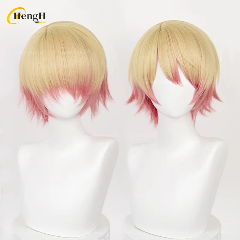 In Stock Tenma Tsukasa Synthetic Cosplay Wig Anime 30cm Golden Gradient Pink Wig Heat Resistant Hair Halloween Party 2024 Wigs