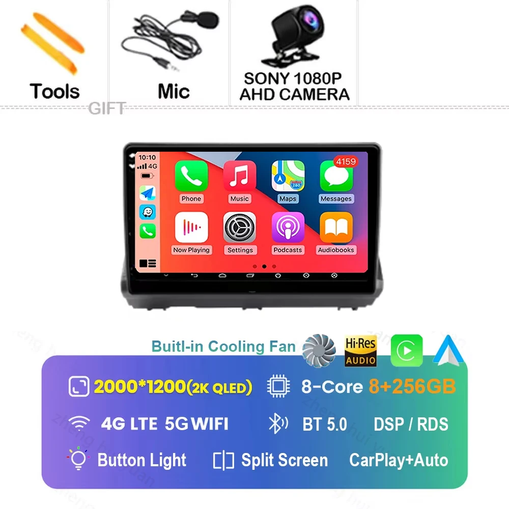 Android 16 Carplay Android Auto autoradio multimediaspeler headunit voor Renault Dacia Logan Sandero Jogger 2019 - 2023