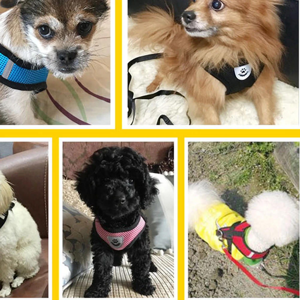 

Harness Leash Dog Adjustable Accessories for Dogs Small Back Chest Strap Vest Reflective