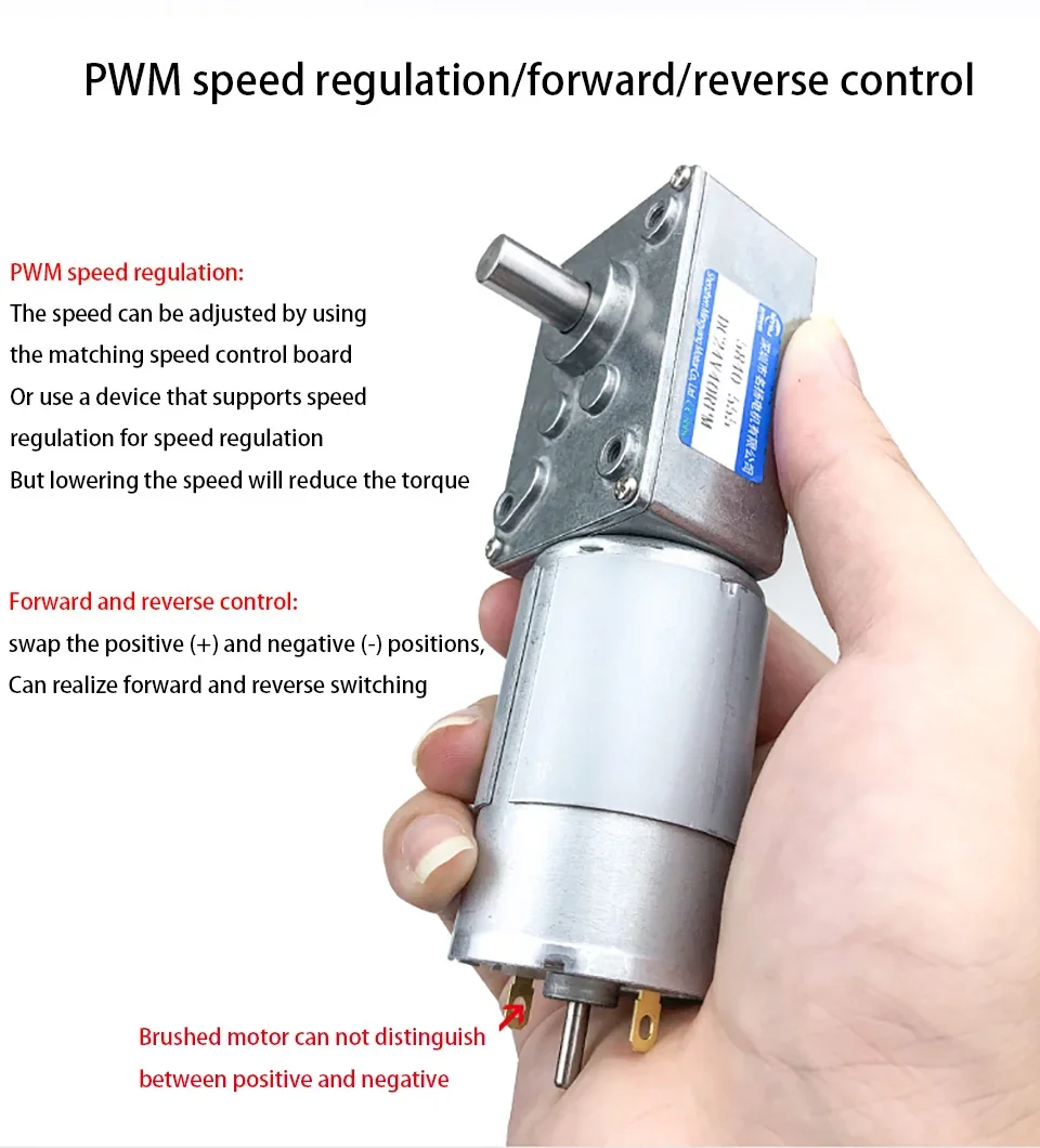 5840-555 Turbo Worm Reducer Motor 12V24V Can Switch Forward And Reverse Speed Regulation 11RPM-470RPM Miniature Brushed DC Motor