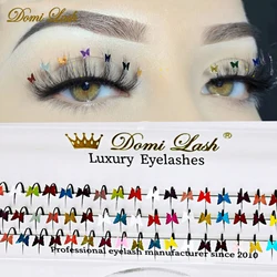 Mix Color Glitter Individual Lash 3D Butterfly False Faux Mink Eyelash Extension High Quality Natural Synthetic Decoration Lash