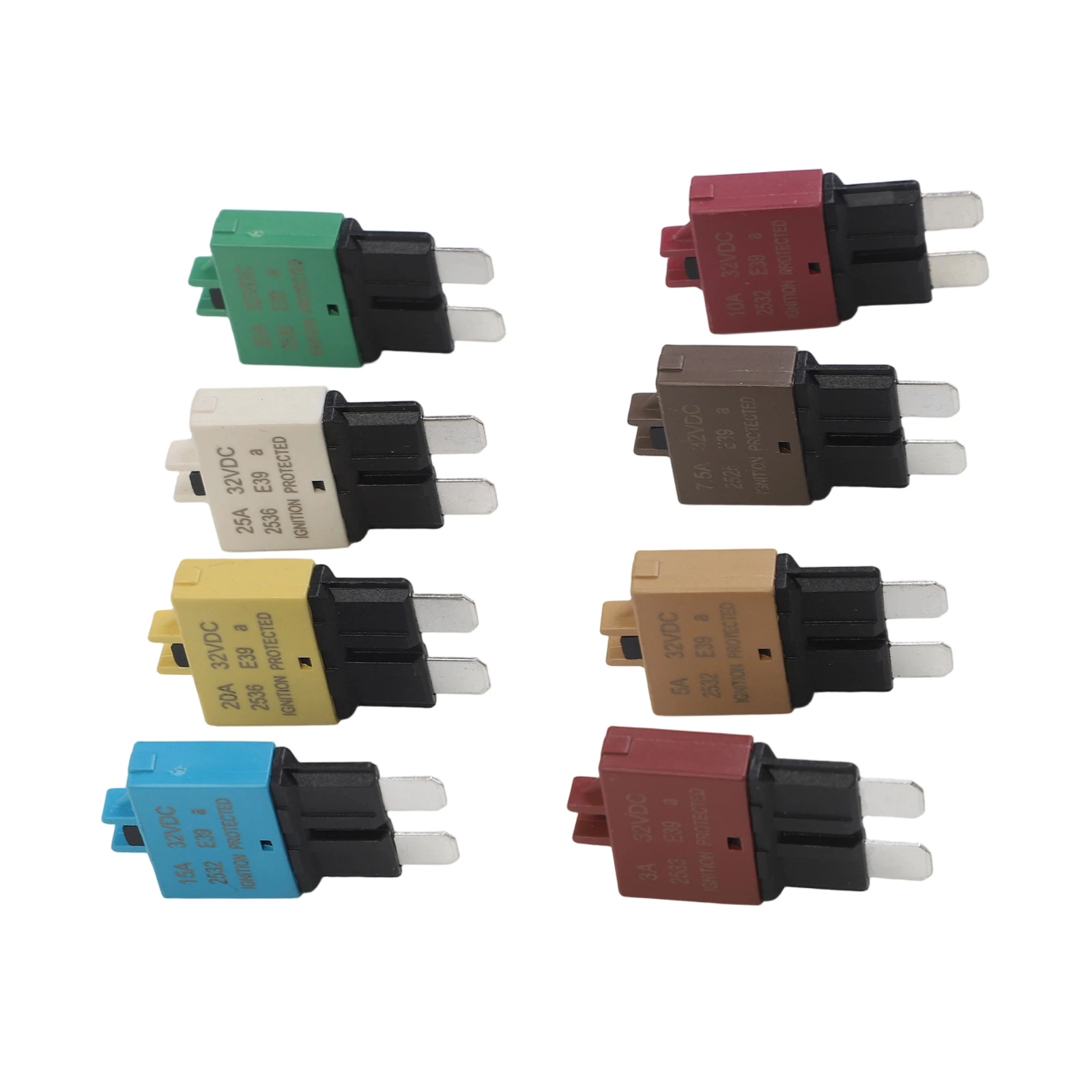 Mixed Amperage Circuit Breaker Fuse Pack for Automotive For Marine and RV Use 8 pcs with Manual Reset Function
