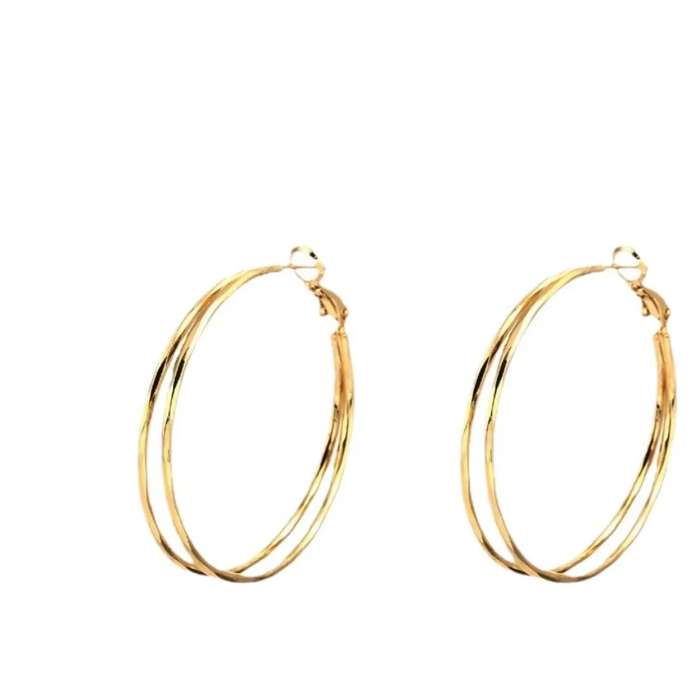 

Double Layer Circular Earrings Women Hook Piercing Exaggerate Round Ring Earrings Ear Decor Simple Ear Jewelry Accessories Party