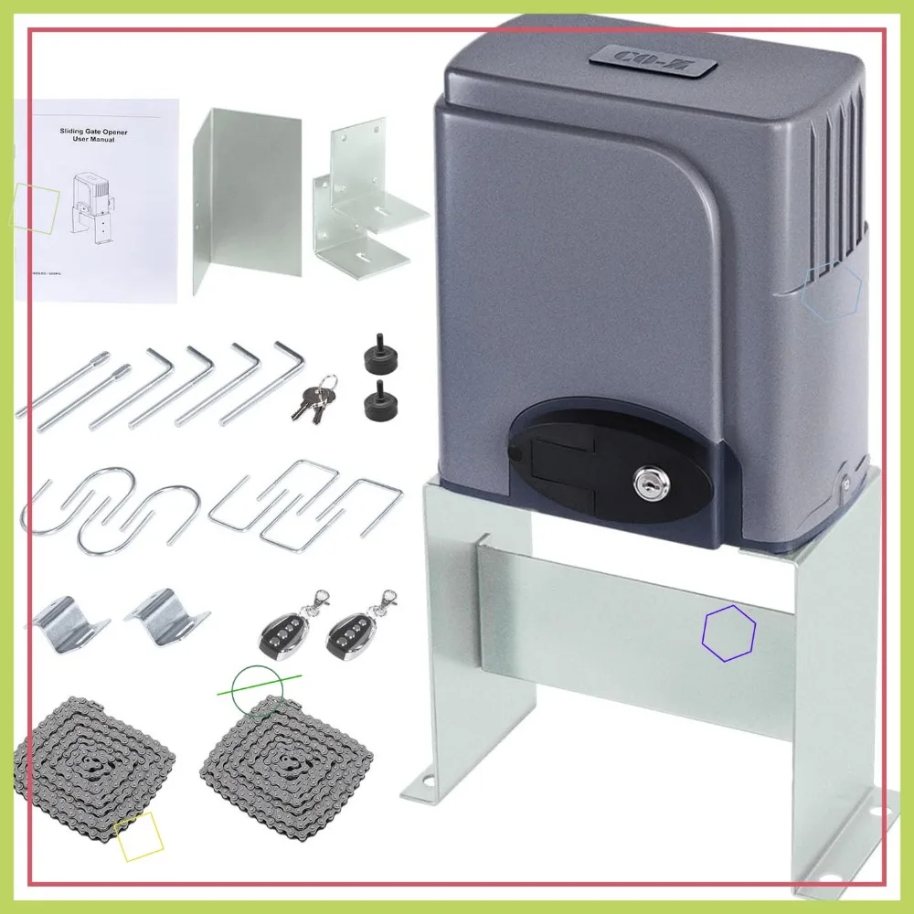 

1400lb Sliding Gate Opener Kit for Gates up to 40ft, Automatic with 2 Remotes, Electric Driveway Slide Gate Motor