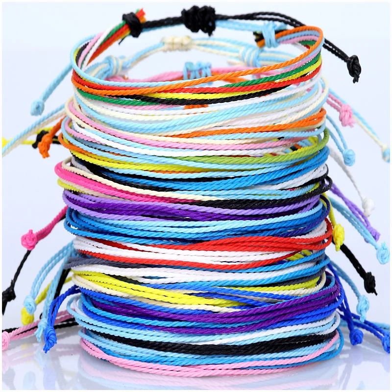 New Jewelry Taiwan Wax Thread Hand-woven Bracelet Multi-color Rope Braids Friendship Bracelet BR1007