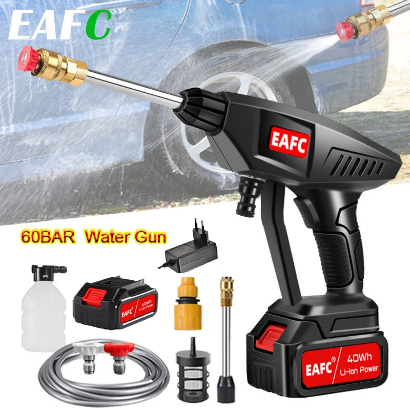 500W Electric Cordless High Pressure Washer 20000mAh Spray Water Gun 21V Battery Car Wash Pressure Water Nozzle Cleaning Machin