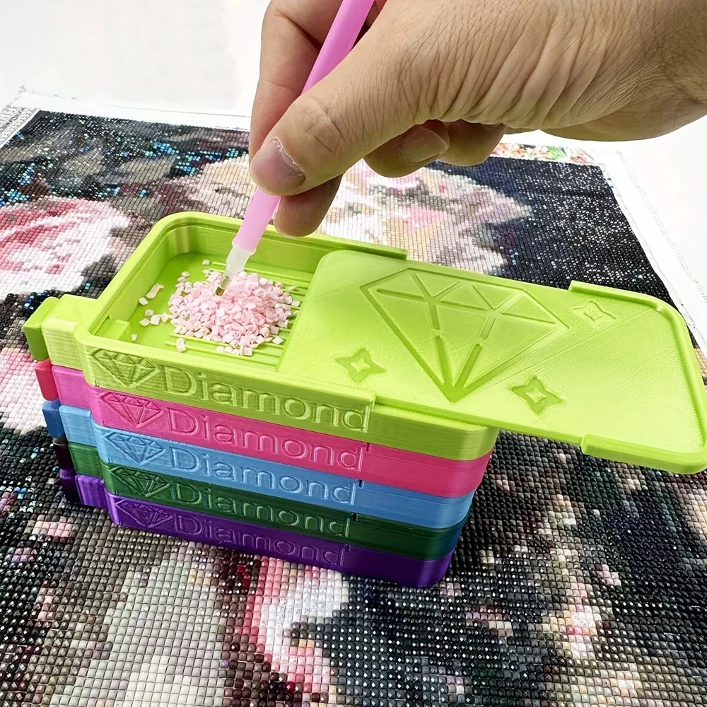 3D Printing Diamond Painting Tools Ship Type Dot Drill Tray Slide Cover Storage Box Mosaic Organize Diy Embroidery Accessories