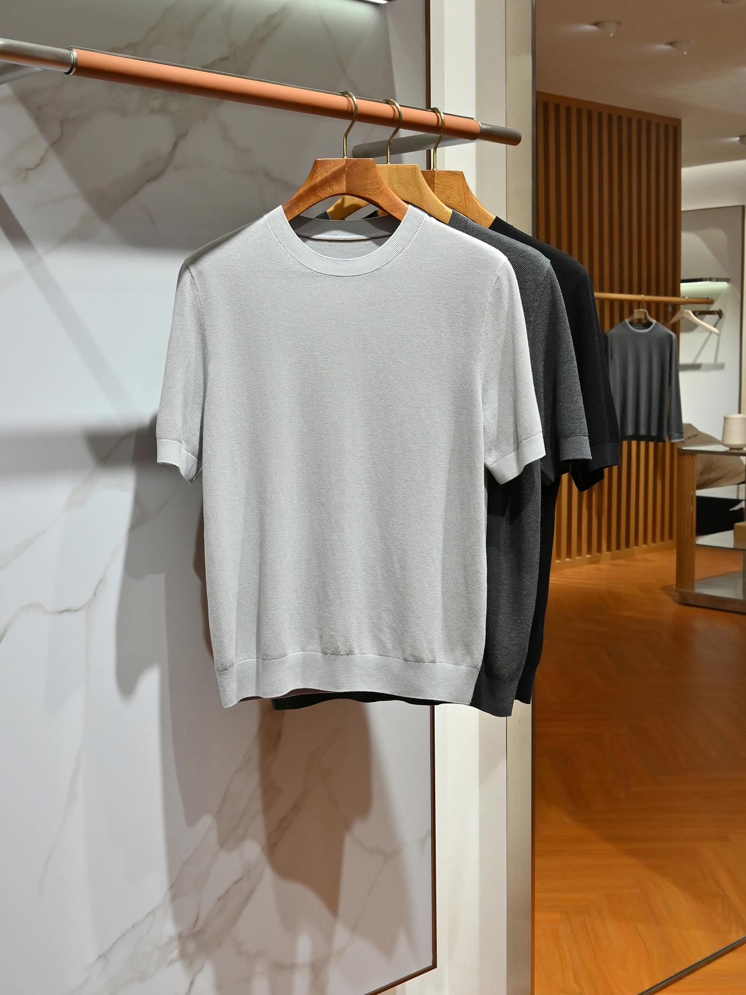 

Мужская летняя футболка Busin Casual с круглым вырезом и коротким рукавом, дышащая, комфортная, из трикотажного хлопка, льна и шелка