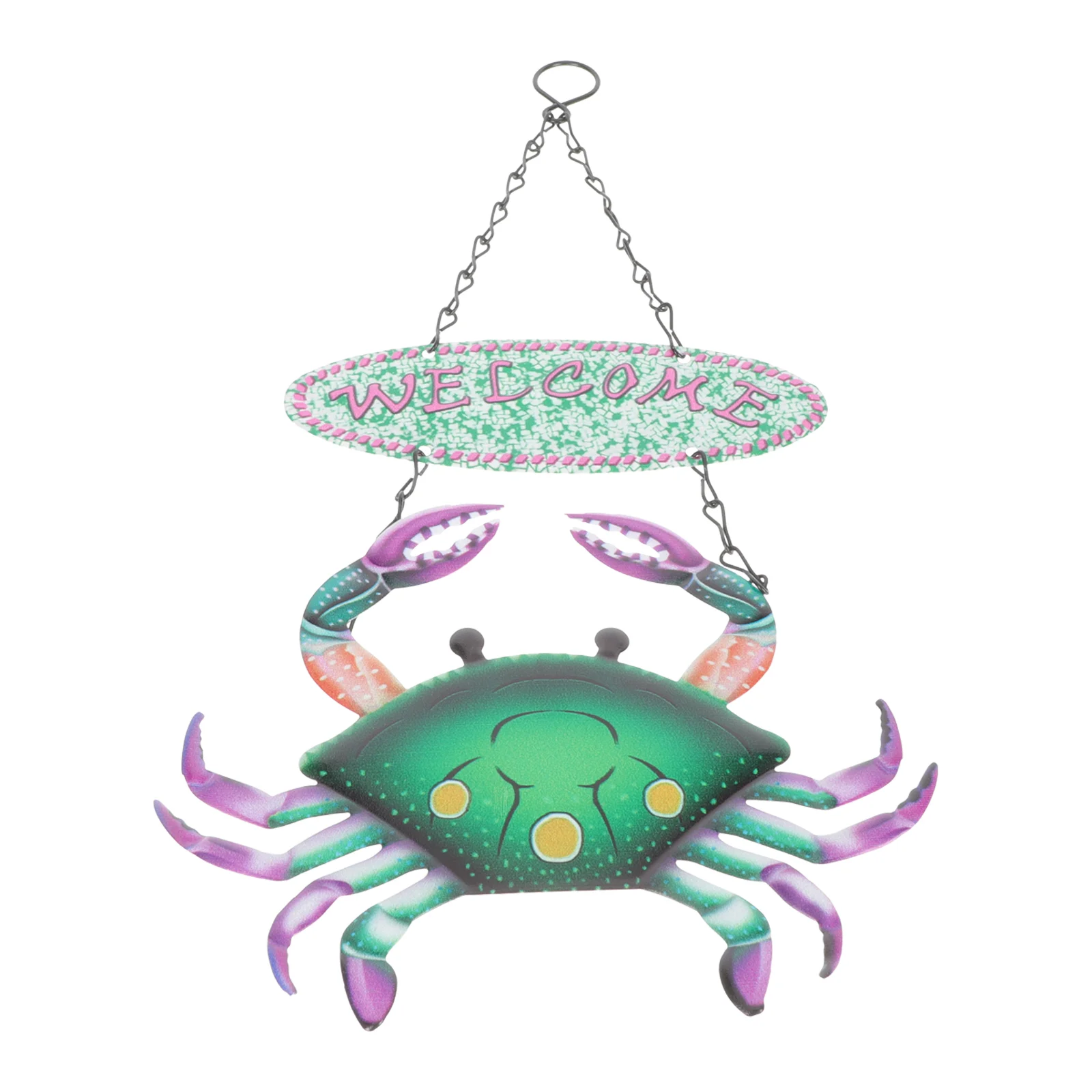 

Flower Garland Decorations Welcome Card Hanging Iron Sign Front Door Wall Crab Design