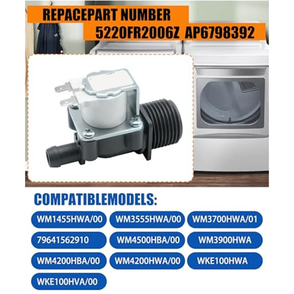 Water Inlet Valve Washer Inlet Valve Washing Machine Inlet Valve Replacement Fits Multiple Models Improves Water Flow