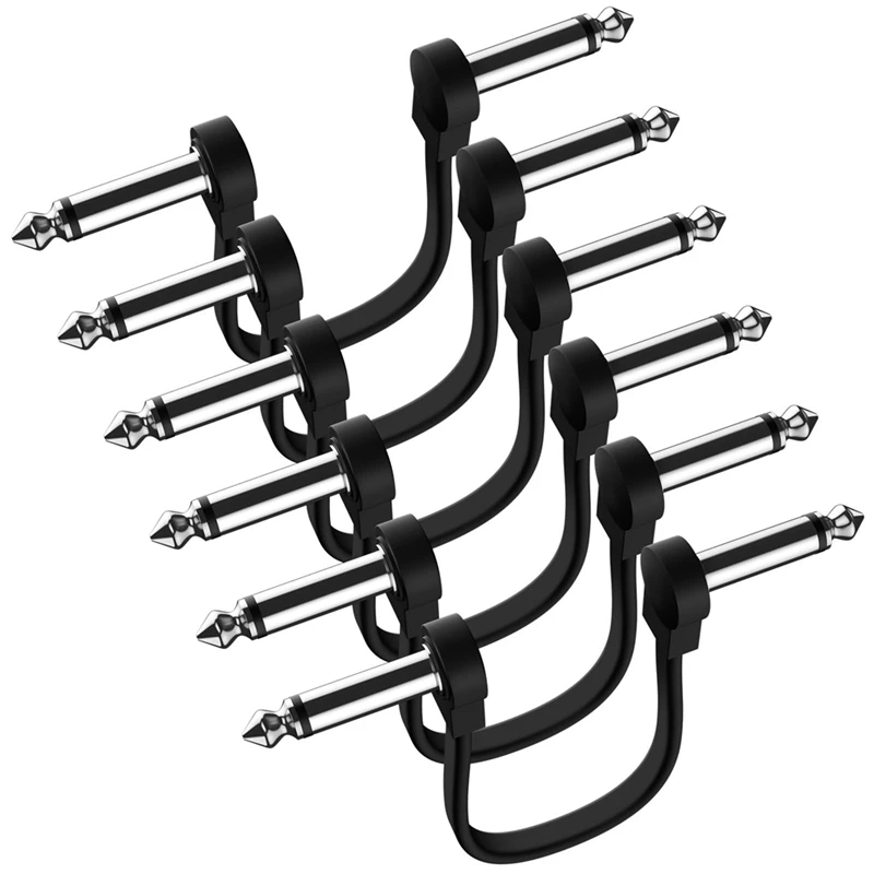 6 Pack 6 Inch Gitaar Patch Kabel, Instrument Gitaar Pedaal Kabel Rechte Hoek Platte Patch Kabel