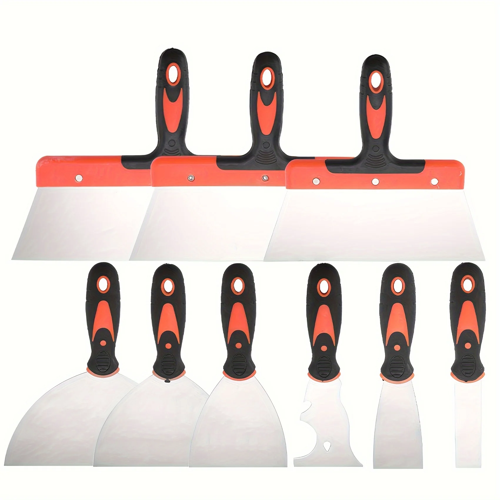 Putty knife,9 Piece Stainless Steel Paint Scraper Tool Set,With Taping Knife Tool for Repairing Drywall, Removing Wallpaper