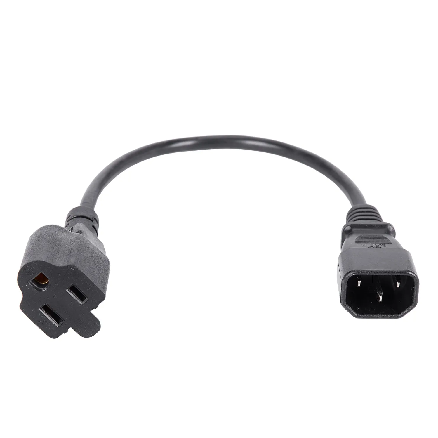 FFYY-1Ft IEC 320 C14 Male Plug To NEMA 5-15R 3 Prong Female PC Power Adapter Cable Black