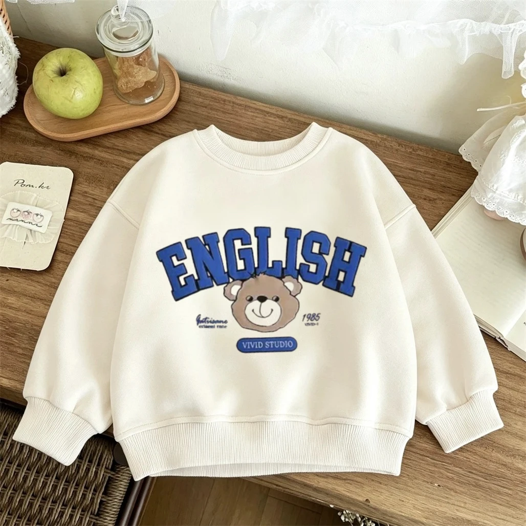 Cartoon Printed Hoodies Outer Wear Loose Casual Autumn Clothing Simple Versatile Sweatshirts Toddler Thin Round Neck Pullovers