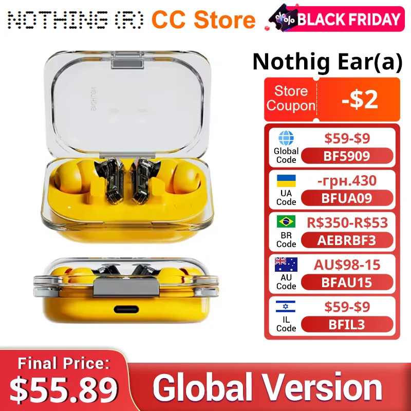 New Global Version Nothing Ear (a) wireless Earphone 45dB Active Noise Canceling ANC Dynamic Fashion Design Bluetooth Earphone