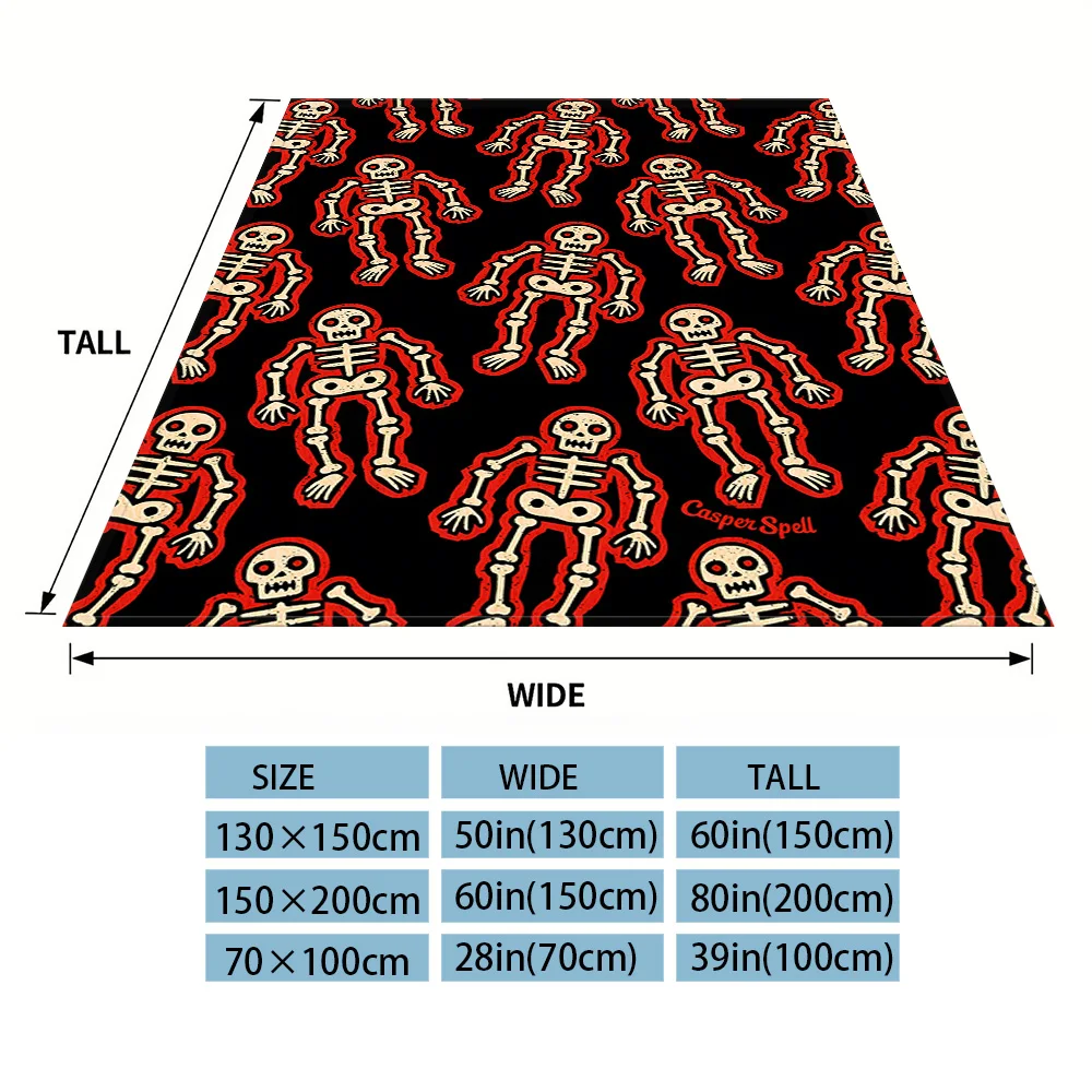 Spooky Skeleton Sofa Specific Soft Flannel Blanket, Universal Plush Gift Blanket For All Seasons