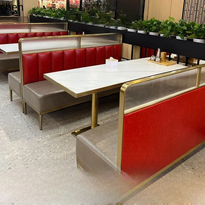 Theme Restaurant Rock Slab Table Booth Sofa Milk Tea Shop Hot Pot Restaurant Dining Table and Chair Set