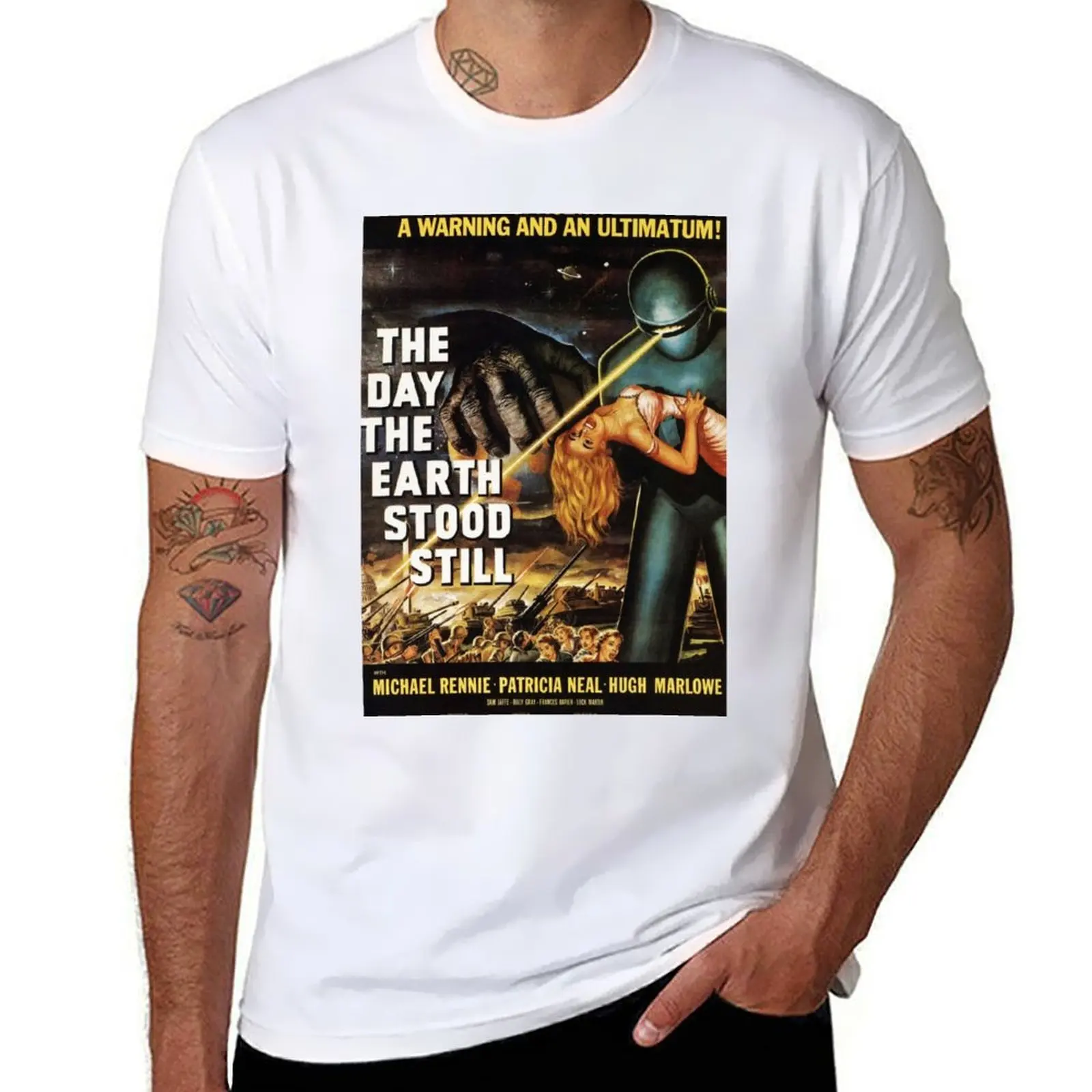 

Футболка The Day The Earth Stood Still, забавные футболки, хлопковая футболка, мужская повседневная футболка, 100% хлопок