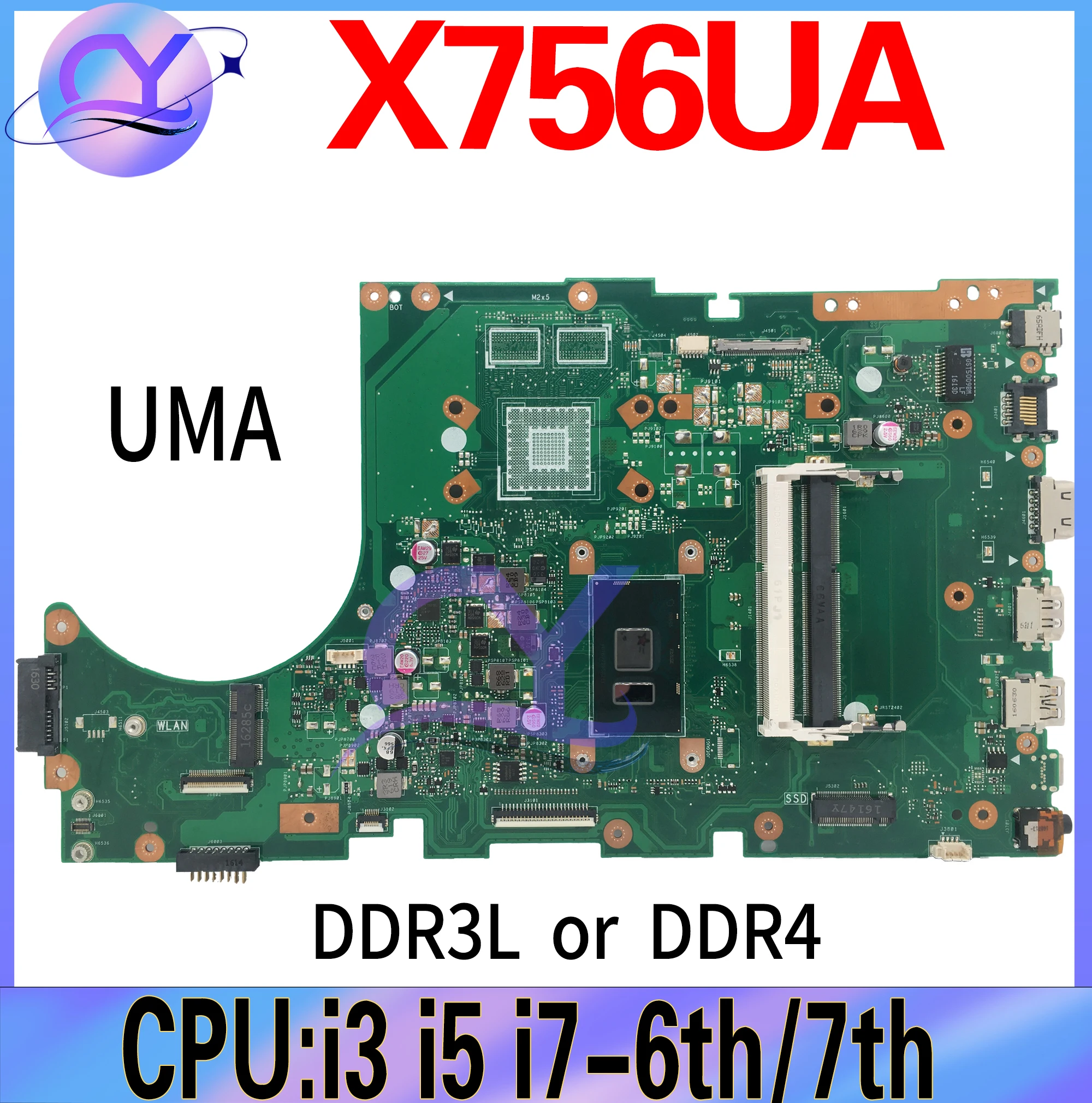 X756UA Motherboard For Asus X756UV X756UAK X756U X756UJ X756UXM X756UQK X756UW CPU I3-I5-I7-6th DDR3L/DDR4 100% Test Well