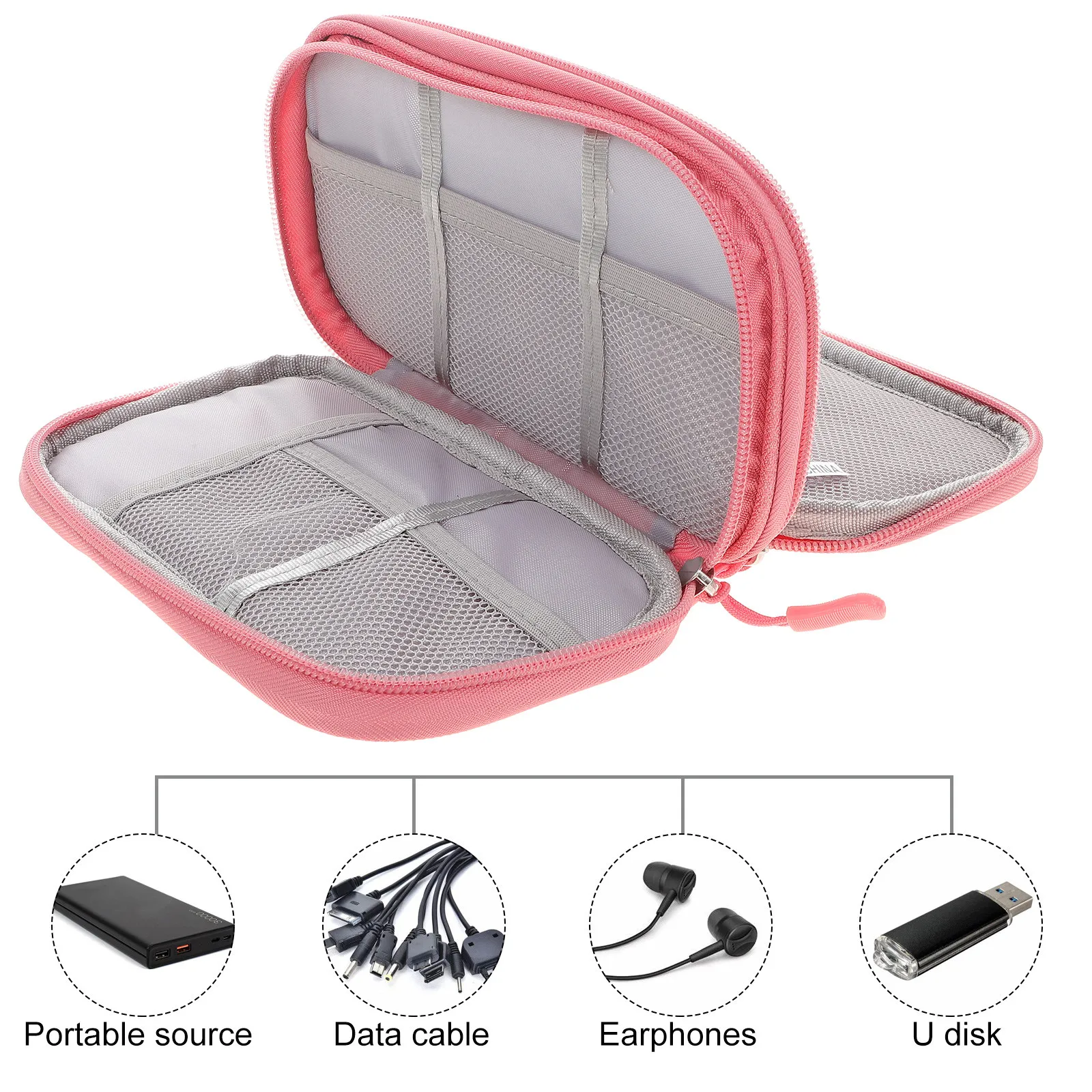 

Сумка для хранения кабелей, двухслойная портативная сумка для цифровых кабелей, чехол для наушников, USB-накопителей, органайзер для электроники в дорогу