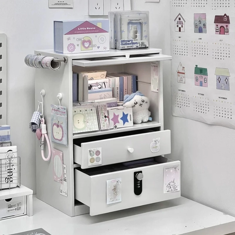 

Pink Lockable Steel Flip Top Drawer File Cabinet Durable Heavy Duty Metal Storage Box for Desk Stationery Paper Organizer
