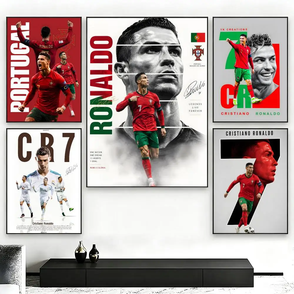 Celebrity Cristiano RonaldoS Poster Poster Nordic HD Self-Adhesive Wall Sticker Home Café Bedroom Living Room Art Decor Gift