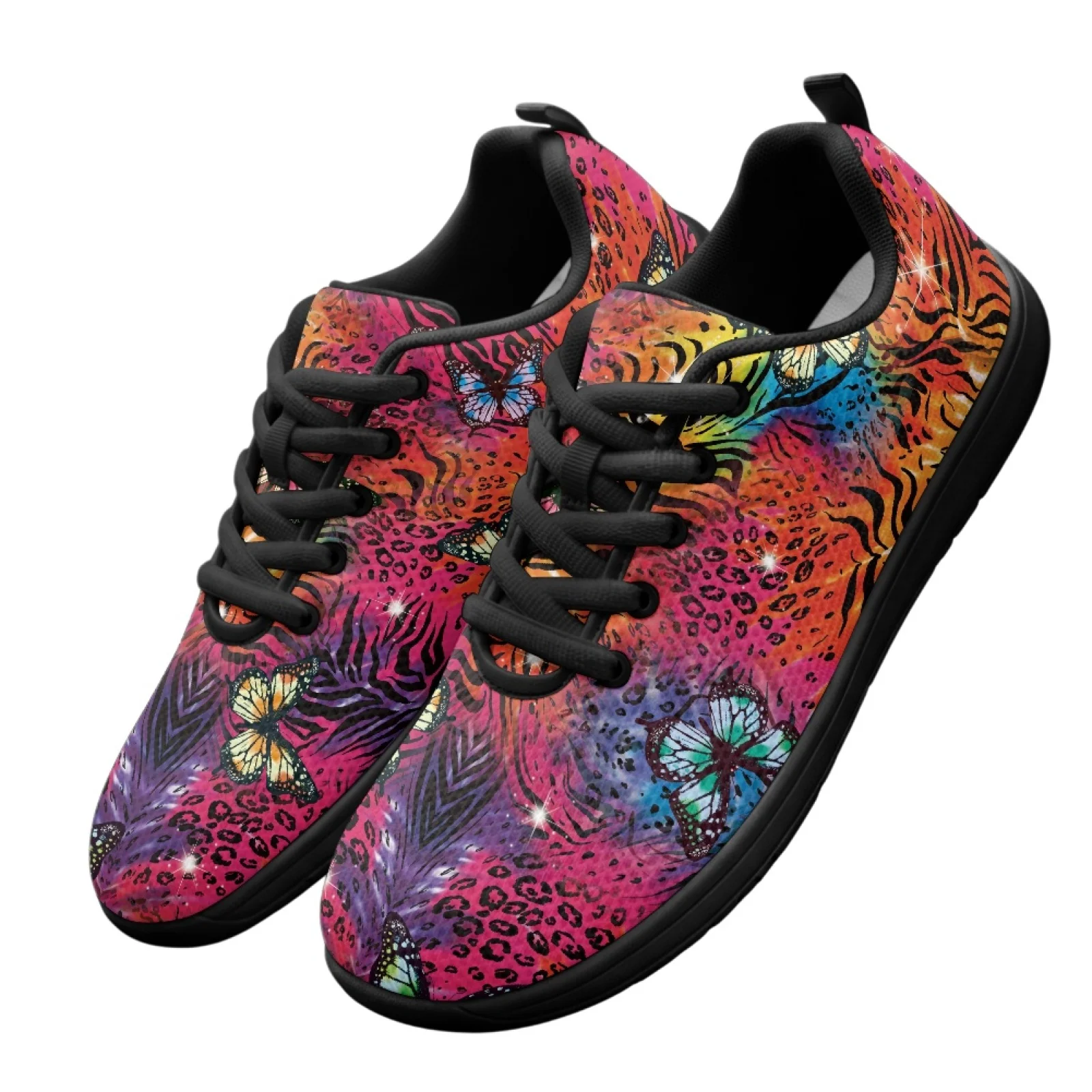 PENSTROLL Tie Dye Butterfly Print Hiking Walking Shoes Fashion Sneakers for Men Closed Toe Barefoot Walking Shoes