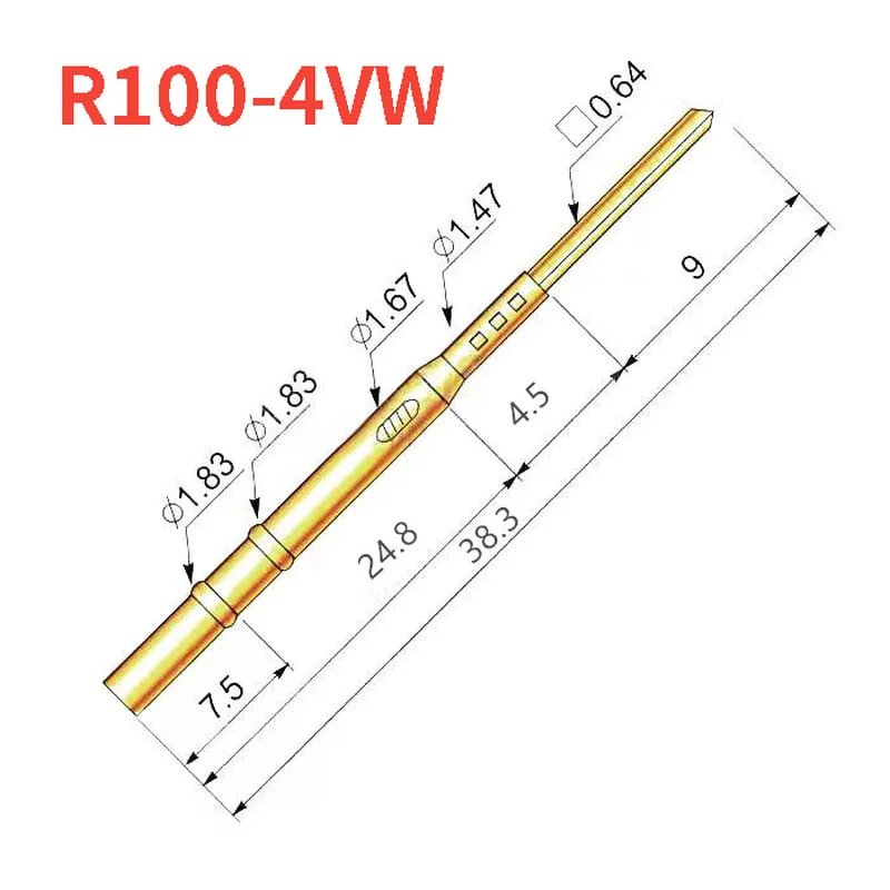 テストニードルスリーブ、ダブルスナップリング、PCB外径、7.5mm、1.67mm、R100-4VW、100個、バッグ
