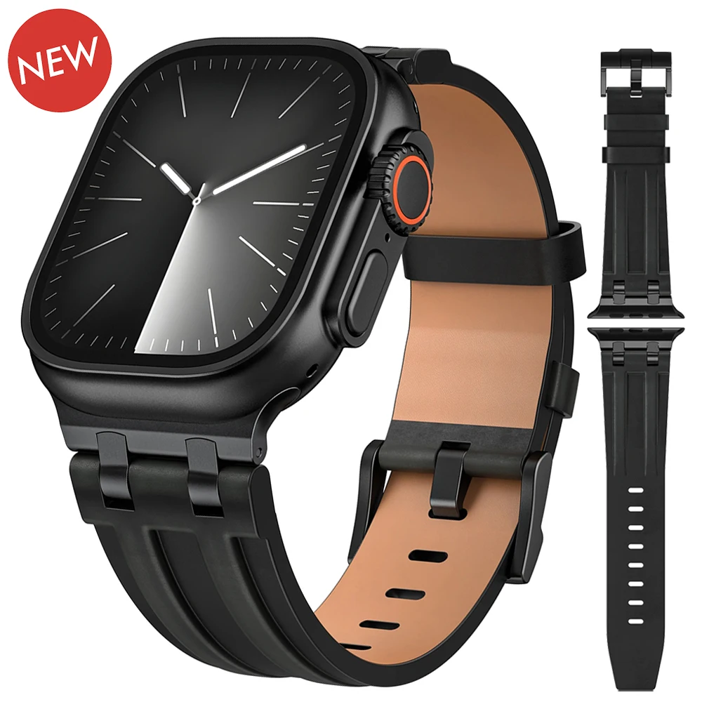 

Leather Band for Apple Watch Strap 49mm 46mm 45mm 44mm 42mm Men's Style Bracelet for IWatch Ultra 3 Series 11 10 9 8 7 6 5 4 Se3