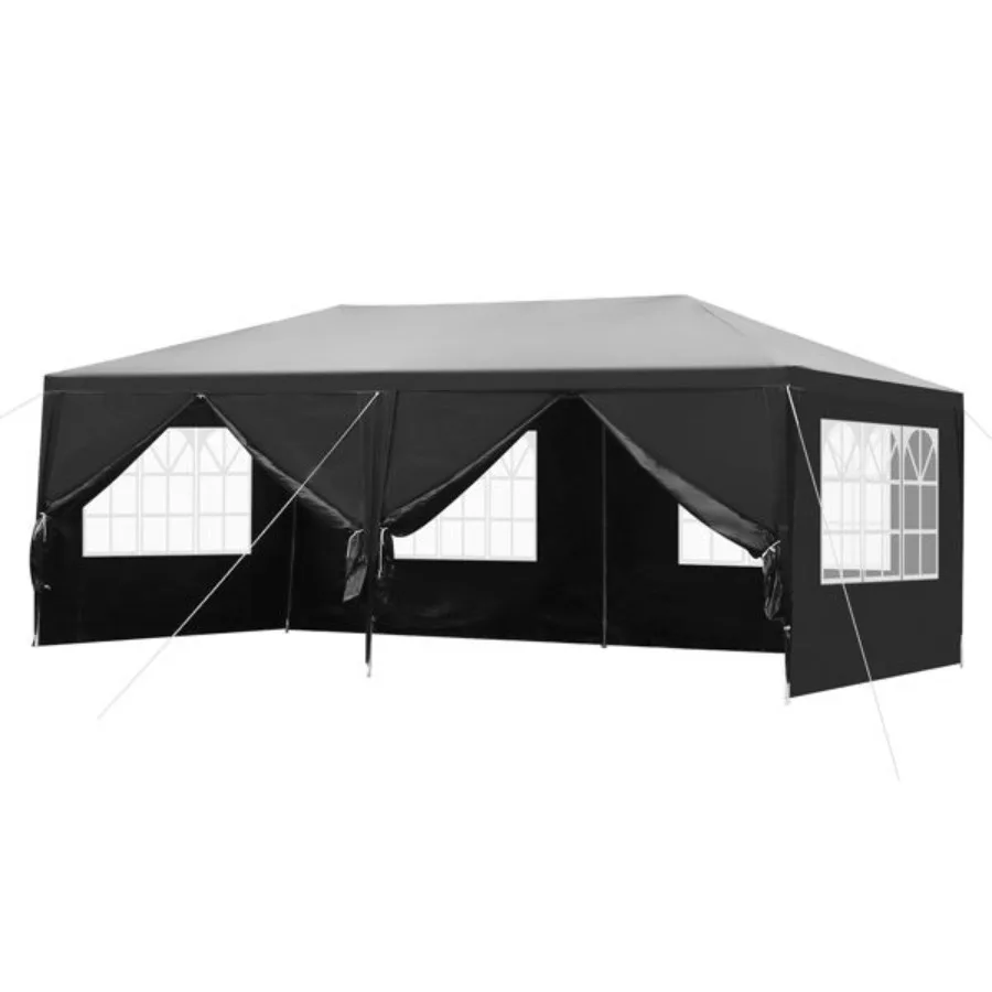 

10'x20' Outdoor Party Tent with 6 Removable Sidewalls Waterproof Canopy Patio Wedding Gazebo Black